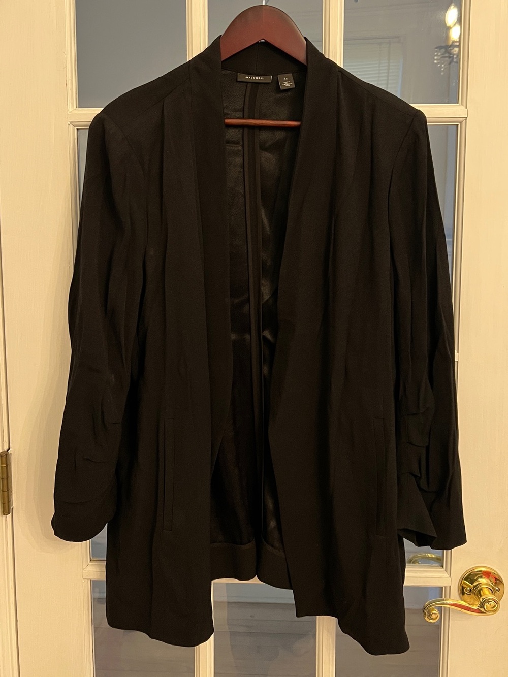 HALOGEN Women’s Black Longline Open Front Blazer Jacket Plus Size 1X